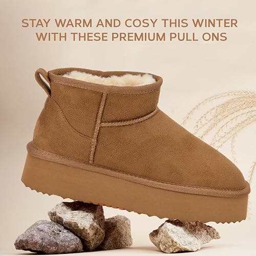 Polar Women s Platform Boots Slippers Faux Suede, Flexible Waterproof Anti Slip Rubber Sole With Memory Foam, Faux Fur-Lined Slip-On Slippers, Ladies Walking Shoes for Indoor & Outdoor thumbnail 5