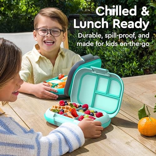 Bentgo Chill Kids Leak-Proof Lunch Box - 4-Compartment Bento Box with Built-In Ice Pack, 3.3 Cup Capacity, PFAS & BPA-Free, Microwave & Dishwasher Safe, Ideal Size for Ages 3 to 7 (Aqua) thumbnail 5