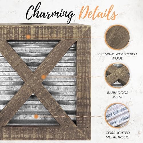 Autumn Alley Barn Door Rustic Square Farmhouse Tissue Box Cover, Farmhouse Bathroom Accessories, Rustic Bathroom Décor Tissue Holder, Wood Tissue Box Cover with Galvanized Decor thumbnail 4