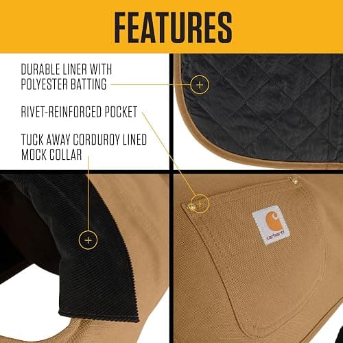 Carhartt Firm Duck Insulated Dog Chore Coat, Durable Weather Resistant Jacket for Cold and Windy Conditions, PFAS Free (Carhartt Brown), Large thumbnail 3