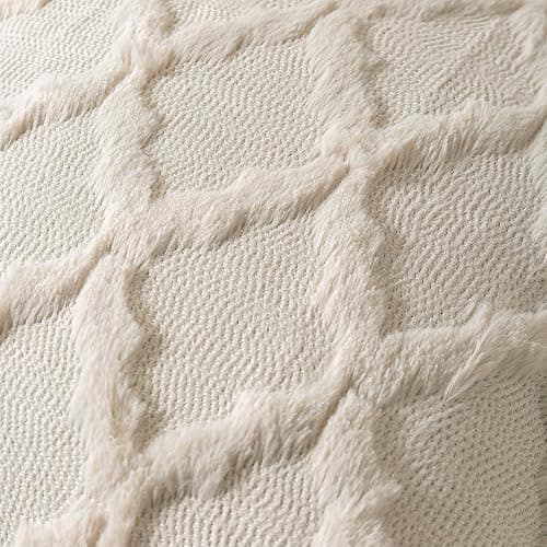 Cozoomy Set of 2 Soft Moroccan Throw Pillow Covers 18x18 Inch Plush Boho Decorative Pillow Cover Accent Cushion Case for Couch Sofa Bed, Beige thumbnail 4