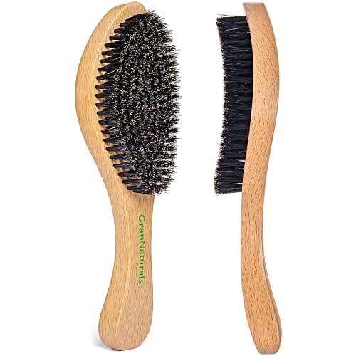 GranNaturals Medium Wave Brush & Smoothing Hair Brush - Curved Boar Bristle Hairbrush for 360 Waves & Slick Back Brush thumbnail 6