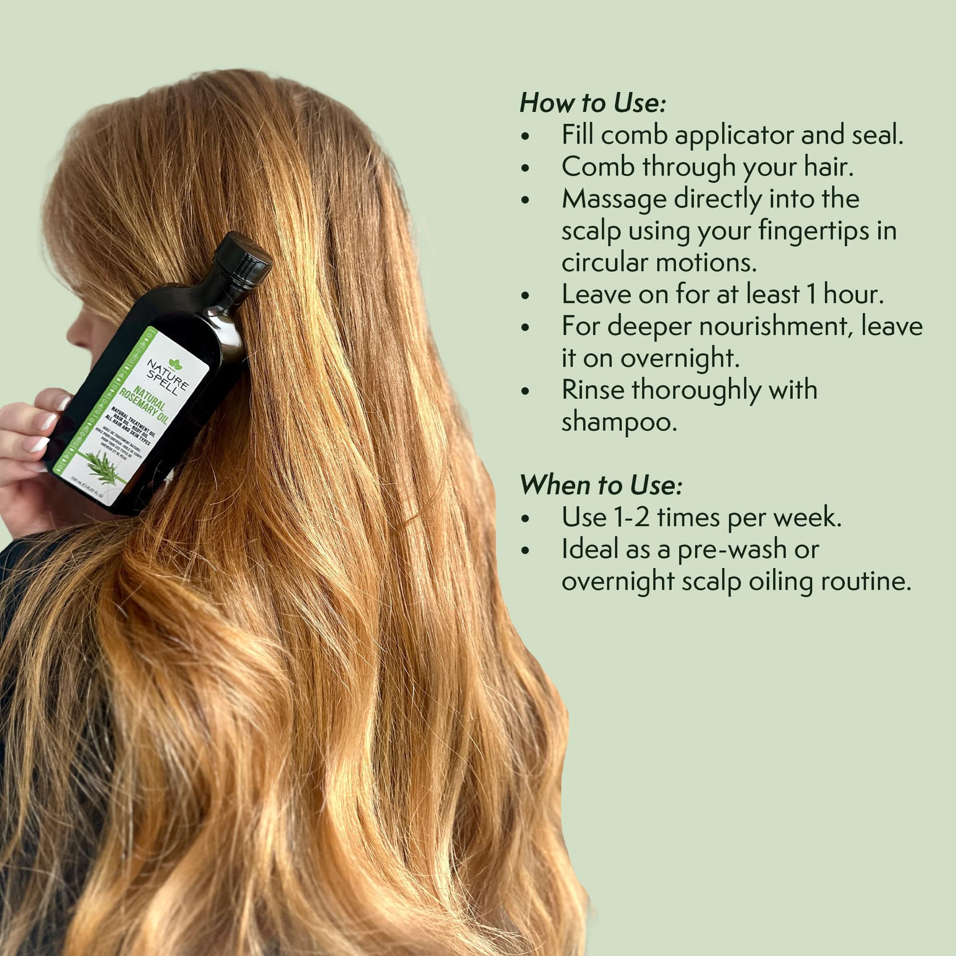 Nature Spell Rosemary Oil for Hair with Hair Oil Applicator, Bottle Comb, 150ml, Rosemary Oil for Hair Growth, Treat Dry, Damaged Hair to Combat Hair Loss thumbnail 5