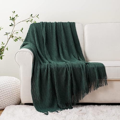 BATTILO HOME Christmas Green Throw Blanket for Couch, Forest Green Throw Blankets, Christmas Decorative Throw Blanket for Sofa Bed, Christmas Decor, 50"x60" thumbnail 2