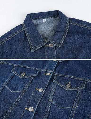 Omoone Women's Oversized Mid Long Denim Jacket Jean Biker Coat thumbnail 6
