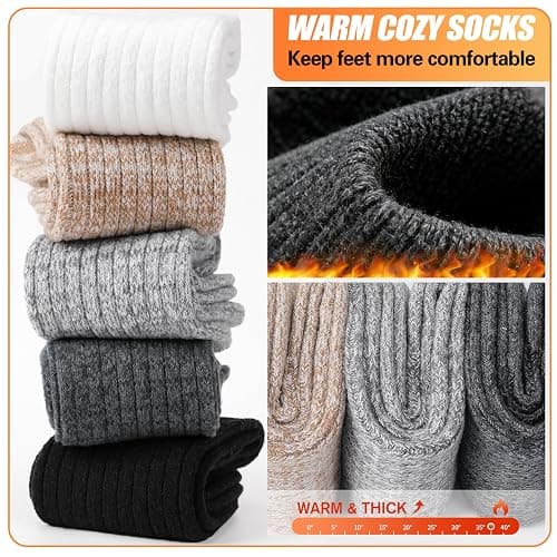Womens Slouchy Boot Socks Winter Warm Cozy Slouch Scrunch Fuzzy Fluffy Crew Socks 5 Pairs thumbnail 2