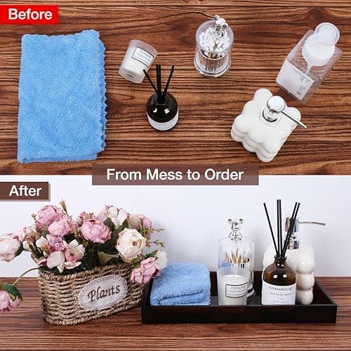 Acrylic Tray 5mm Thicken for Vanity Makeup, Perfume, Jewelry Holder, Napkin, Amber 12x6''Decorative Serving Tray for Bathroom, Toilet Tank, Sink Countertop, Living Room,Dresser, Coffee Table thumbnail 7