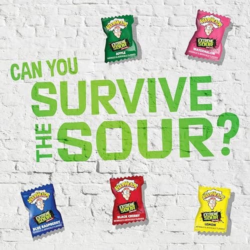 WARHEADS - Extreme Sour Hard Candy - Assorted Flavors - Sour Apple, Black Cherry, Blue Raspberry, Lemon & Watermelon Flavors - 2 oz. Bag thumbnail 3