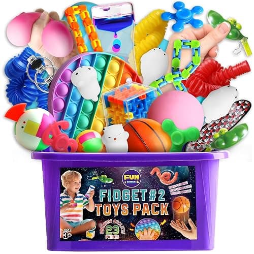 Fidget Pack Box for Boys Girls 4-12, FunKidz Fidget Toys for Kids 5-7 Autistic Sensory Mystery Birthday Gifts in Reusable Portable Treasure Box Nice Party Favors - Image 1