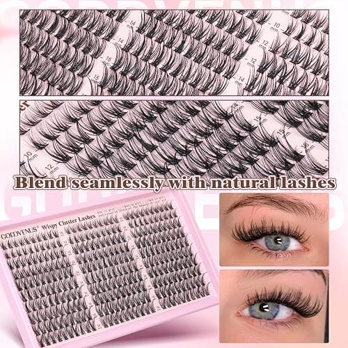 Goddvenus Eyelash Clusters Wispy Lash Clusters Natural 300pcs Lashes Clusters 10-16mm DIY Cluster Eyelash Extensions C Curl Individual Lashes Cluster Eyelashes Clusters for DIY Lash Extension - D-CC Curl Wispy thumbnail 6
