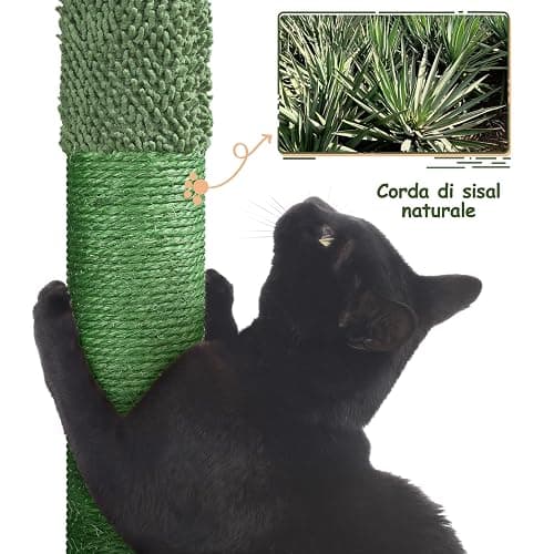 Yaheetech Albero Tiragraffi per Gatti a Forma di Cactus Condominio Palla Gioco in Truciolato e Corda di Sisal 48,5 cm × 48,5 cm × 138 cm thumbnail 6