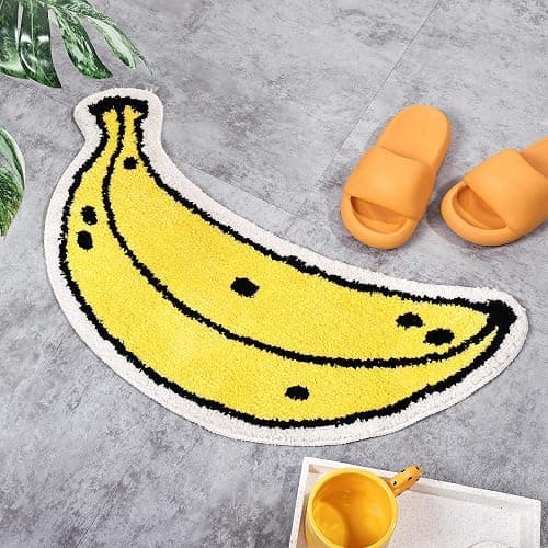 FROZZUR Banana Bath Mat, Bath Mats for Bathroom Cute Yellow Fruit Shaped Bathtub Rug Christmas Bathroom Tub Plush Shower Rugs Washable Non Slip thumbnail 9