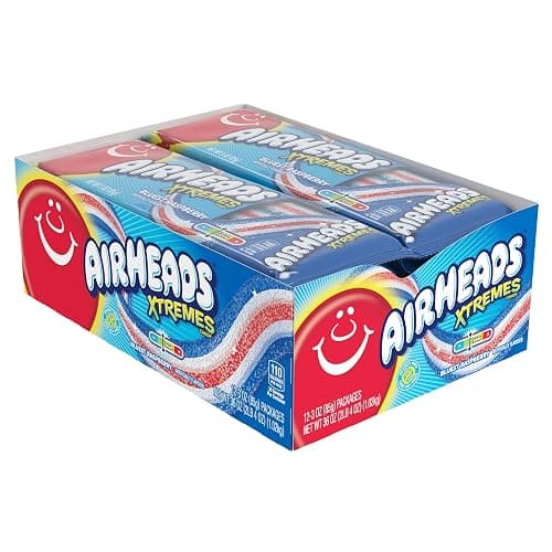 Airheads Candy, Xtremes Belts, Bluest Raspberry Flavor, Sweetly Sour, Non-Melting, Movie Theater, 3oz Packs, Box of 12 Packs - Bluest Raspberry - 3 Ounce (Pack of 12) thumbnail 3