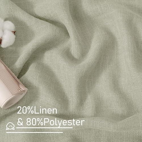 LAMIT Sage Grey Linen Curtains 45 inches Long for Bedroom, Soft Linen Textured Light Filtering Semi Sheer Panels with Bronze Grommet for Living Room, 2 Panels Set, 52 x 45 Inch thumbnail 4