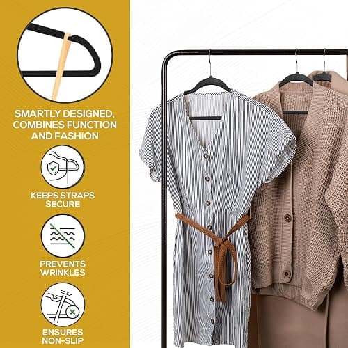 Techzoo 50 Pack New Premium Quality Velvet Hangers Ultra Thin Non Slip Adult Felt Space Saving Hangers for Closet Heavy Duty Coat Pants Jackets Dress Hangers 360° Swivel Hook Hold Upto 10 lbs Black thumbnail 4