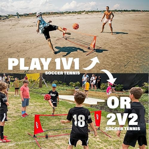 Kickit Soccer Tennis Game Set, Portable 6.5' Wide x 2' High Net & Soft Lightweight Ball, Play Outdoors, Indoors, Backyard, Beach, Complete Skills Training & Travel Friendly, Original thumbnail 6