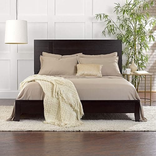 Pure Bamboo King Sheets, Genuine 100% Organic Viscose Derived from Bamboo Bed Sheet Set, Luxuriously Soft & Cooling, Double Stitching, 2 Year Quality Promise (King, Sand) thumbnail 7