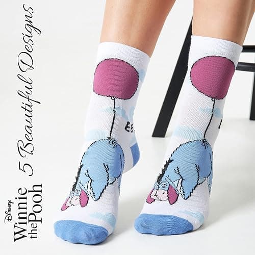 Disney Stitch Socks Pack of 5 Soft Cotton Cute Crew Socks for Teens Women Princess Minnie Baby Yoda Fun Designs Gifts for Her thumbnail 7