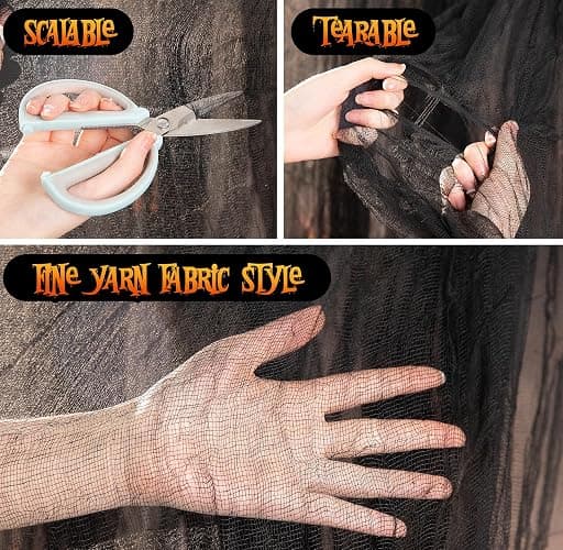197" x 85" Halloween Creepy Cloth - Halloween Spooky Fabric Cloth - Scary Gauze Blood Creepy Cloth for Haunted House Halloween Party Yard Wall Doorway Outdoors Decoration thumbnail 3
