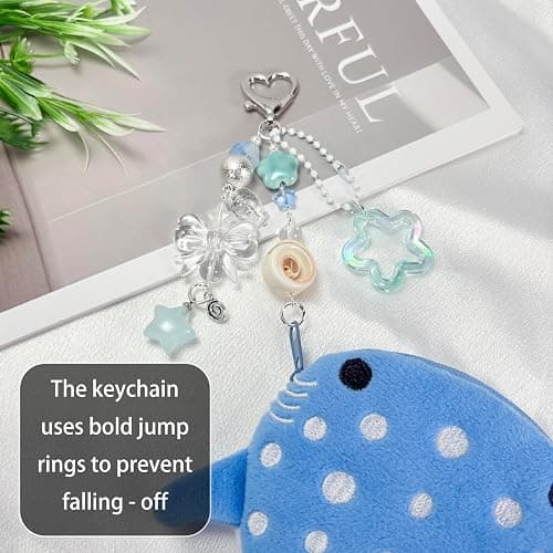 Whale Shark Coin Purse Keychain,Cute Plush Change Purse with Zipper Keychain,Kawaii Handmade Coin Pouches for Women thumbnail 4