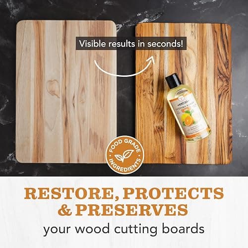 CLARK'S Food Grade Mineral Oil (12oz) and Carnauba Wax (6oz) Set - 100% Natural Butcher Block Oil and Cutting Board Wax - Food Safe Beeswax and Wood Cutting Board Oil with Orange & Lemon Extract thumbnail 2