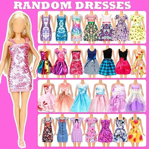 138 Pcs Doll Clothes and Accessories, 5 Wedding Gowns 9 Fashion Dresses 3 Tops 3 Pants 3 Bikini Swimsuits 20 Shoes for 11.5 inch Doll Christmas Stocking Stuffers Girls Gift Age 5-7 8-10 thumbnail 4