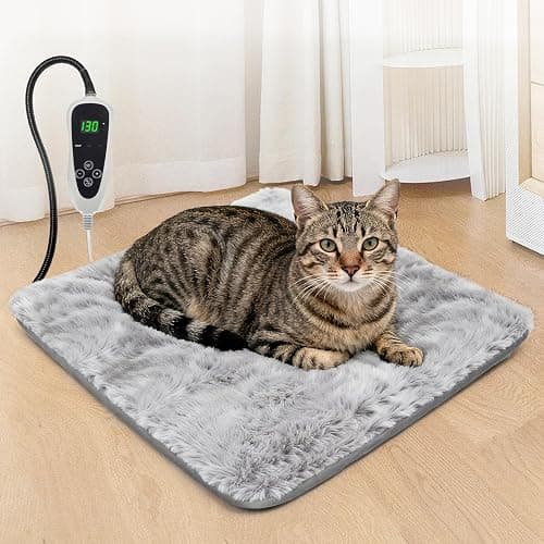 GOLOPET Cat Heating Pad 18x18 in with Smart Thermostat Switch and Power Line Protection Tube,Obtained MET and UL Dual Certification,Waterproof Pet Heating Pad for Cats, with Long Velvet Cloth Cover - Image 1