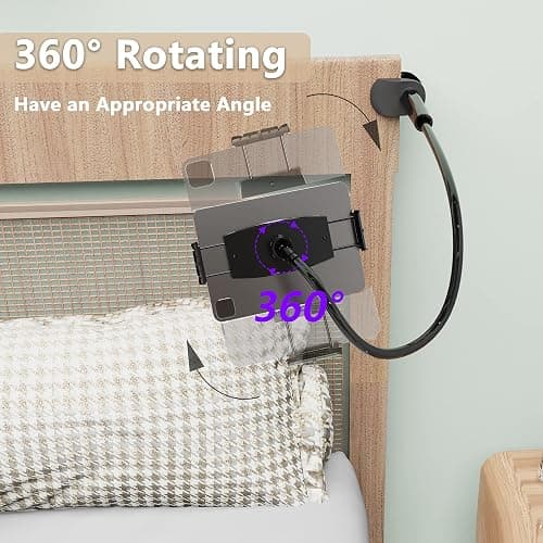 Tablet Stand Holder, Mount Holder Clip with Grip Flexible Long Arm Gooseneck Compatible with ipad iPhone/Nintendo Switch/Samsung Galaxy Tabs/Amazon Kindle Fire HD - Black thumbnail 6