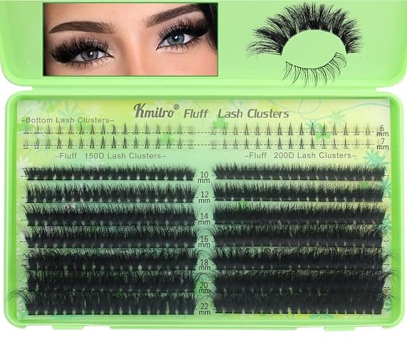 Kmilro Lash Clusters with Bottom Lashes Cluster Eyelash Extensions Wispy 10-22mm Volume Individual Lashes with Lower Eyelash Clusters 316pcs 150D+200D Thick False Lashes DIY at Home - Image 1