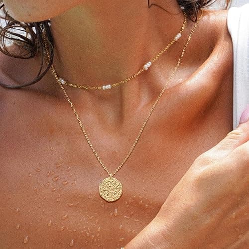 Fettero Gold Necklace for Women 14K Gold Plated Boho Beach Neckalce Charm Starfish Seahorse Conch Ocean Pendant Necklace Adjustable Chain Necklace Beach Jewelry for Women Gift thumbnail 7