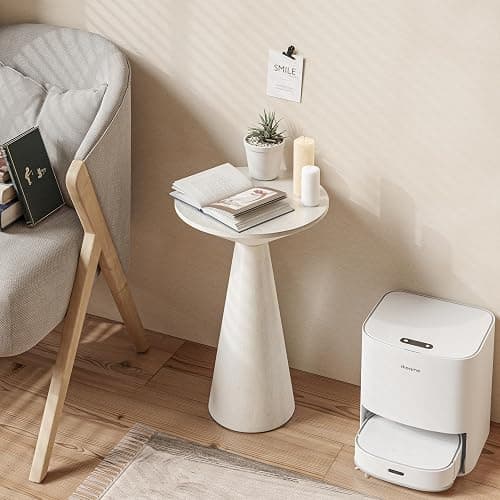 COZAYH Farmhouse Pedestal Small End Table Round Martini Table Wood Plant Stand Rustic Drink Table for Small Space Living Room, Bedroom, White thumbnail 5