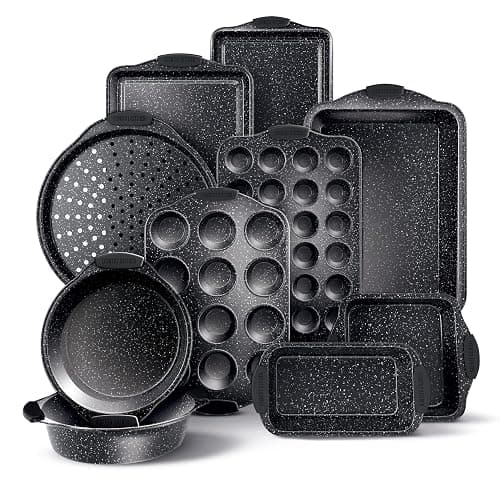 Country Kitchen Nonstick Stackable Bakeware Set - Durable, Easy Release Baking Set, Black, 10 Pcs - Image 1