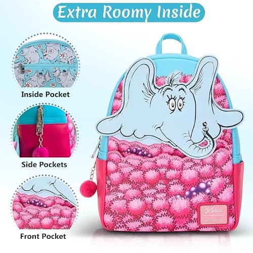 Loungefly Dr Seuss Horton Hears A Who Floral Elephant Double Strap Shoulder Bag Mini Backpack thumbnail 6