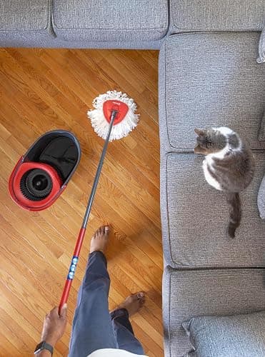O-Cedar EasyWring Microfiber Spin Mop, Bucket Floor Cleaning System, Red, Gray, Standard thumbnail 17