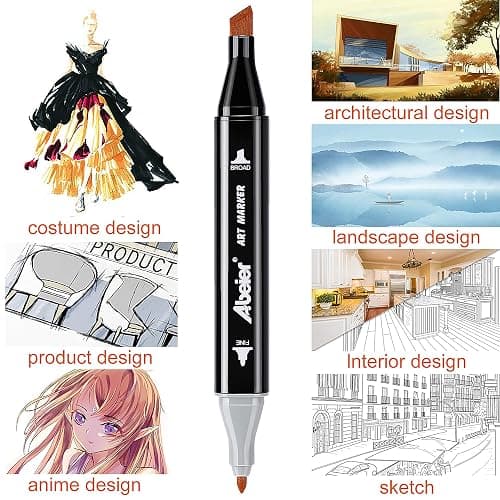 ABEIER 80 Colors Alcohol Based Markers, Dual Tip Drawing Markers Set, plus 1 Colorless Blender Pen, Permanent Sketch Animation Marker for Kids, Plumones, Adults Coloring and Artist Illustration thumbnail 6