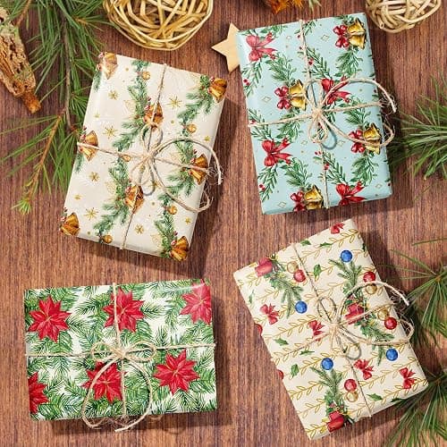 Anor Wishlife Christmas Wrapping Paper,Xmas Wrapping Paper Roll,Holiday Wrapping Paper,20 * 27inch Christmas Party Decorations for Office,Home,Classroom(12pcs) thumbnail 8