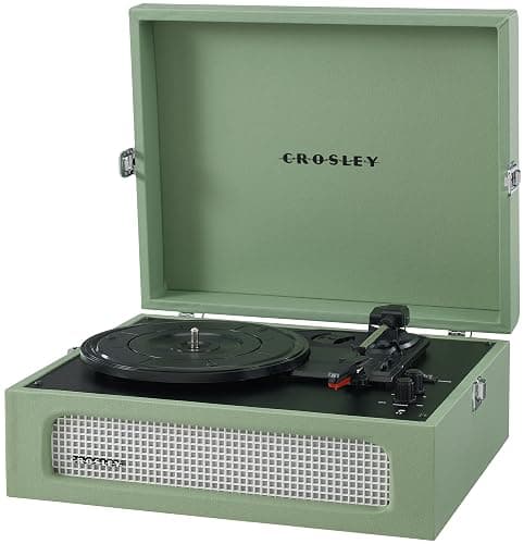 Crosley CR8017B-SA Voyager Vintage Portable Vinyl Record Player Turntable with Bluetooth in/Out and Built-in Speakers, Sage - Bluetooth In/Out - Sage thumbnail 6