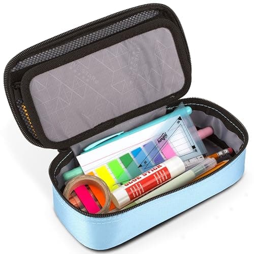 Five Star Pencil Pouch, Pen Case, High-Capacity Zipper Pouch, Storage Organizer for School Supplies Earbuds Chargers Cables Makeup, Blue/Denim (500212F-ECM) thumbnail 6