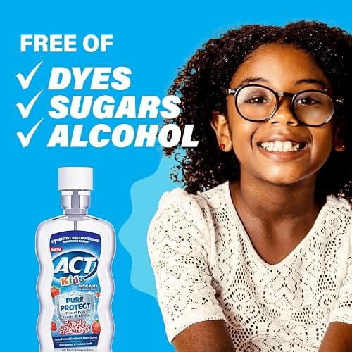 ACT Kids Anticavity Fluoride Mouthwash, Sugar & Alcohol Free Mouth Rinse Strengthens Teeth, Simply Strawberry, 16.9 fl. oz.(Pack of 3) thumbnail 3