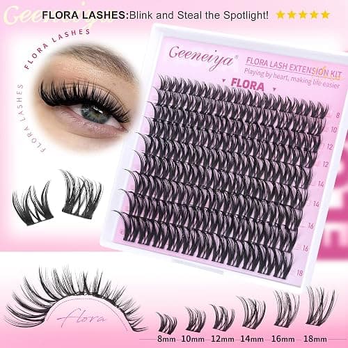 Geeneiya FLORA Lash Clusters, 8-18MM Wispy Eyelash Clusters, Natural Cluster Lashes for Beginners, Waterproof Cluster Eyelash Extensions DIY Lashes (Not Kit) thumbnail 2