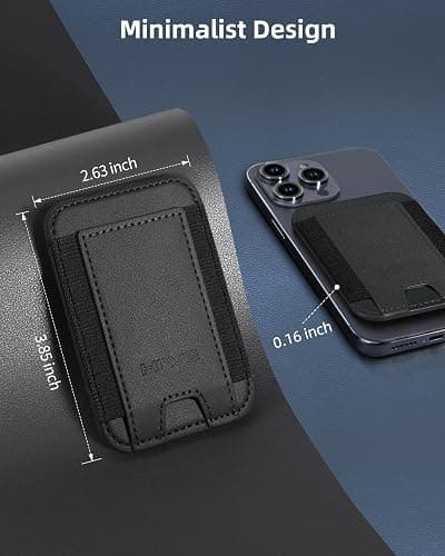 for MagSafe Wallet, Strongest Magnetic Wallet for iPhone 16/15/14/13/12 Series, 7 Cards Holder, Magnetic Phone Wallet, Leather Minimalist Slim RFID for iPhone Wallet, 1 Slot, Black & Black - Black Wallet - Black Band thumbnail 8