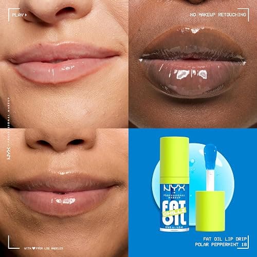 NYX Professional Makeup Fat Oil Chillz, Moisturizing, Shiny and Vegan Tinted Lip Gloss - Polar Peppermint (Sheer Blue) thumbnail 2