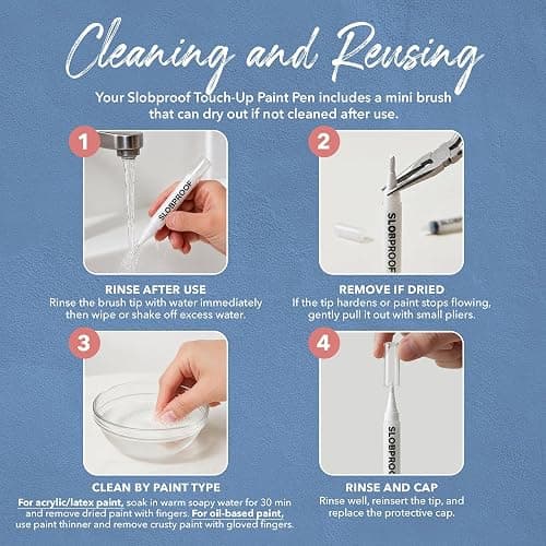 Slobproof Refillable Touch-Up Paint Pen, Pack of 2 - Precision Brush Tip | Mess-Free Touch-Up Tool for Quickly Retouch Small Areas with Controlled Syringe Flow for Custom Color Filling thumbnail 7