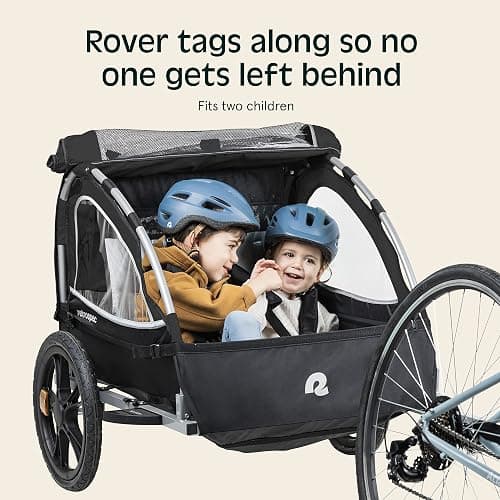 Single & Double Passenger Children’s Foldable/Collapsible Tow Behind Bike Trailer with 16" Wheels, Safety Reflectors & Rear Storage Compartment thumbnail 3