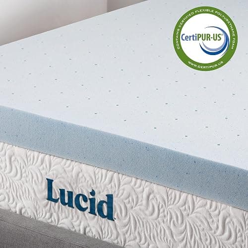 Lucid 4 Inch Memory Foam Mattress Topper, Twin XL Size – Cooling Gel Bed Topper – Preassure-Relieving Ultra Plush Feel – Ventilated Breathable Design – CertiPur Certified - Dorm Room Essentials thumbnail 4