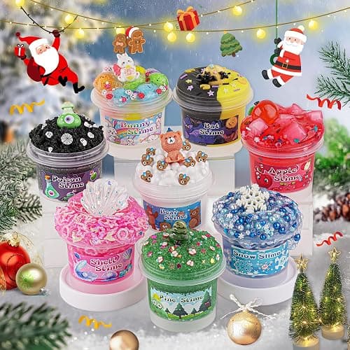 8 x 100ml Textures Slimes Kit for Kids, Slime Variety Pack Different Textures, with Snow Fizz, Butter, Cloud, Crunchy Slime, Slimes Party Favors for Girls & Boys, Birthday Easter Toy thumbnail 7