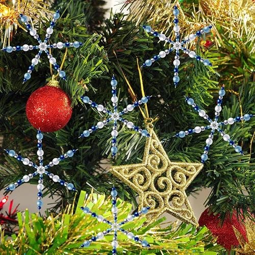 Hotop Christmas Snowflake Wire Metal Snowflake Xmas Bead Wire for DIY Jewelry Ribbon Charms Party Winter Decorations Craft Making Supplies(24 Pcs,3.7/4.5/6 Inch) thumbnail 6