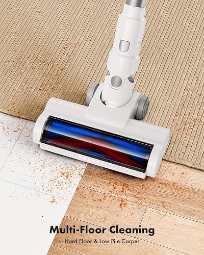 Trucozie Cordless Vacuum Cleaner, 8-in-1 Lightweight Stick Vacuum with 45mins Runtime, Powerful Suction, Rechargeable Cordless Vacuum for Carpet, Tile, Pet Hair, Hardwood Floors, White - White thumbnail 4