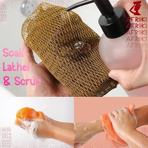 AFRIKI African Net Sponge – Exfoliating Body Scrubber, Black Owned & Rooted in Africa, All Skin Types | 45 in Long (Rose Gold) thumbnail 5