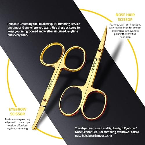 Utopia Care Eyebrow Scissors, Professional Stainless Steel Small Shears for Men and Women, Nose Hair Scissors for Grooming Mustache, Beard, Eyelashes, Ear Hair Trimming, Gold thumbnail 4